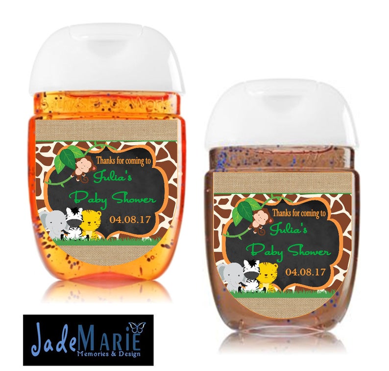 Safari Hand Sanitizer labels Baby Shower Jungle Birthday party favors FREE SHIPPING Digital or Peel and stick-