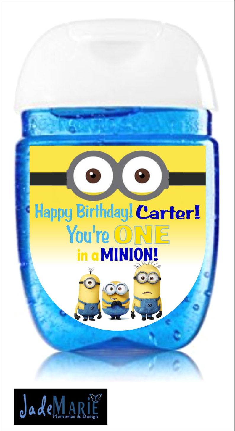 Labels only Minion themed Hand santizer labels image 1