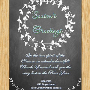 Chalkboard Holiday greeting printable- Corporate greeting