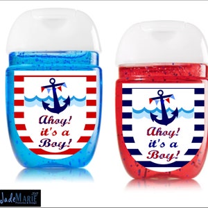 Labels only Labels only Nautical Hand Sanitizer labels Baby Shower Wedding Birthday favors Wedding Birthday Baby shower labels Red & Navy