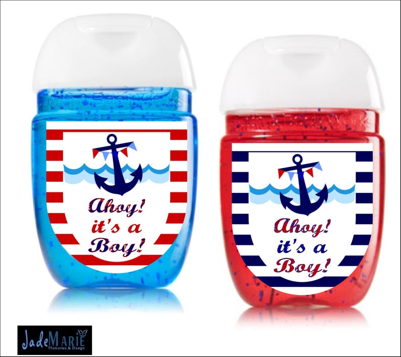 Labels only Labels only Nautical Hand Sanitizer labels Baby Shower Wedding Birthday favors Wedding Birthday Baby shower labels Red & Navy