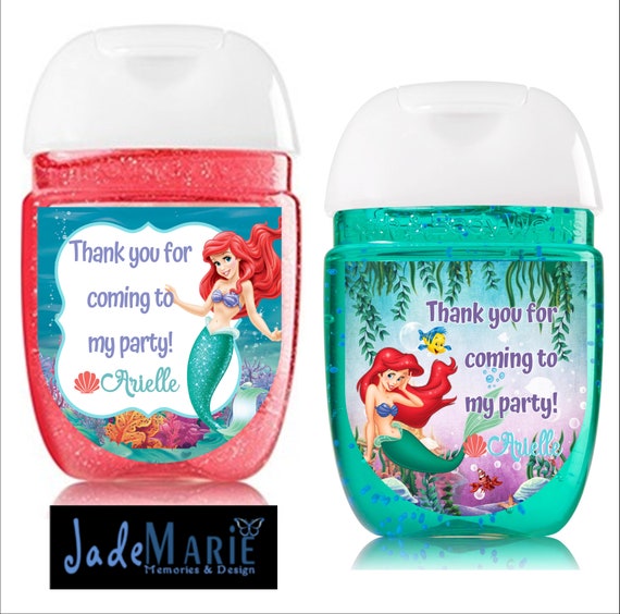 Labels only- Little Mermaid Hand Sanitizer labels birthday party baby shower Birthday favors-- Peel and stick labels stickers Il_570xn