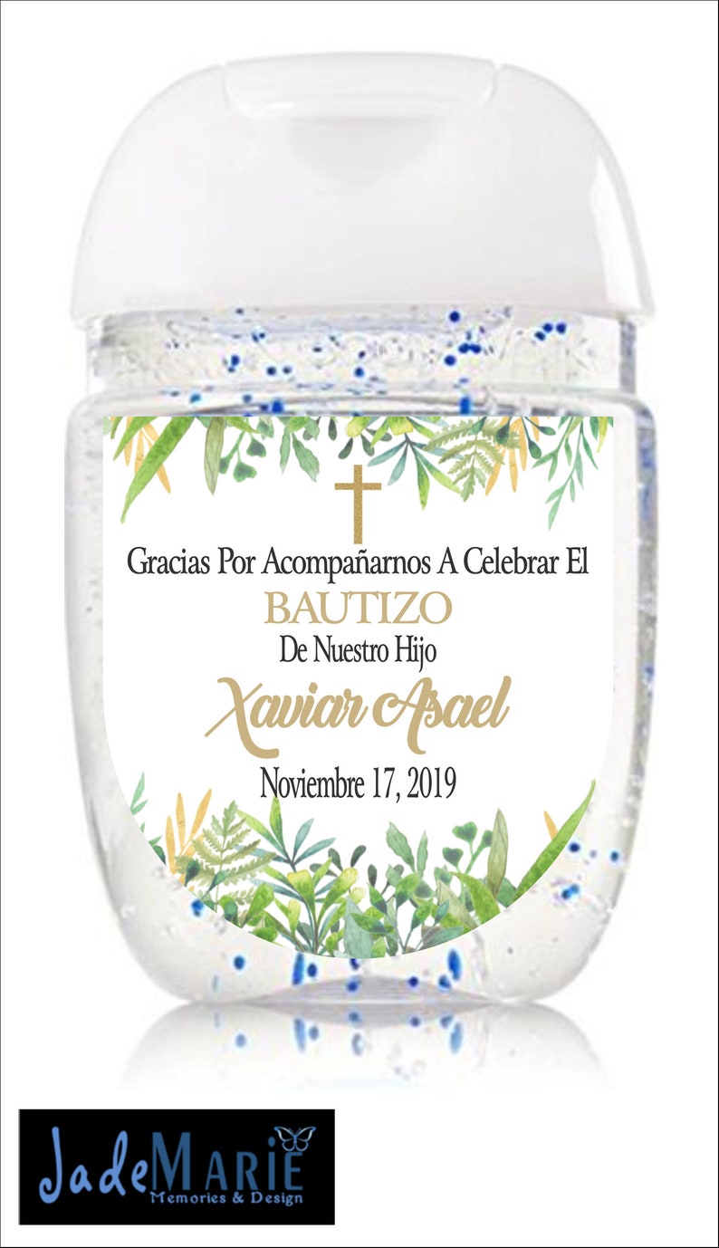 Labels only Mi Bautizo Baptism First Communion Hand Sanitizer labels favors Peel and Stick or Digital FREE SHIPPING image 3