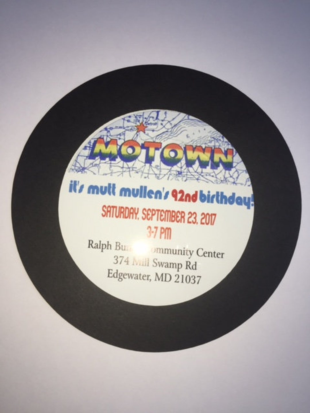 Motown 45 Record Invitations