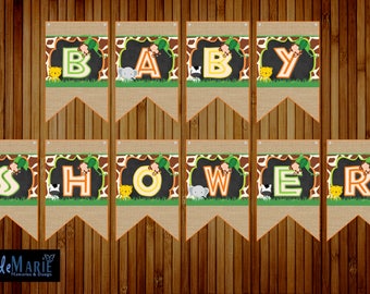 Banner temático de Safari Cumpleaños Baby Shower Banner- Descarga instantánea