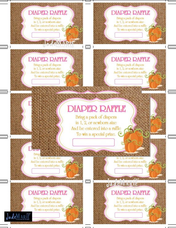 Diaper Raffle Game - Fall Pumpkin Printable Baby Games