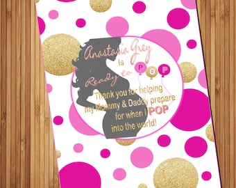 Baby Shower Favors- Ready to POP Pink gold Baby shower Bridal shower printable popcorn wrapper