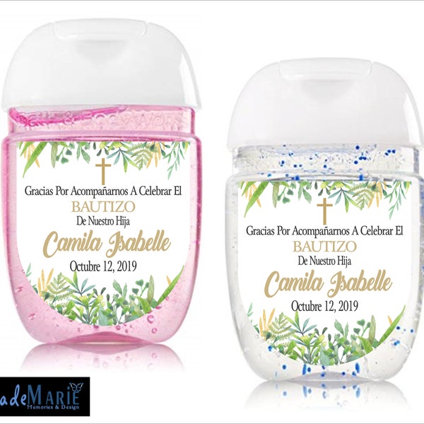 Labels only- Mi Bautizo Baptism First Communion Hand Sanitizer labels favors- Peel and Stick or Digital-- FREE SHIPPING