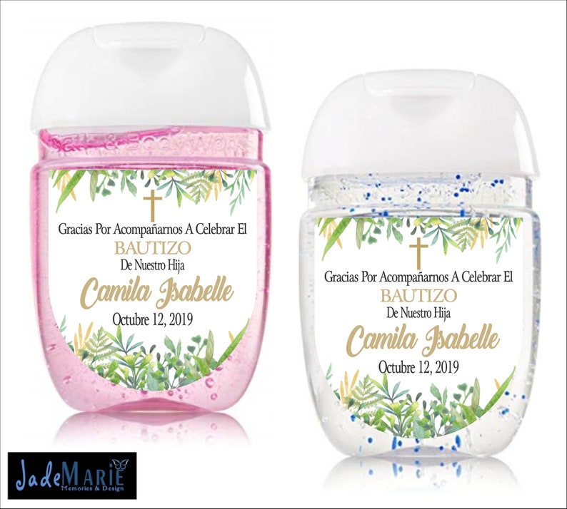 Labels only Mi Bautizo Baptism First Communion Hand Sanitizer labels favors Peel and Stick or Digital FREE SHIPPING image 1