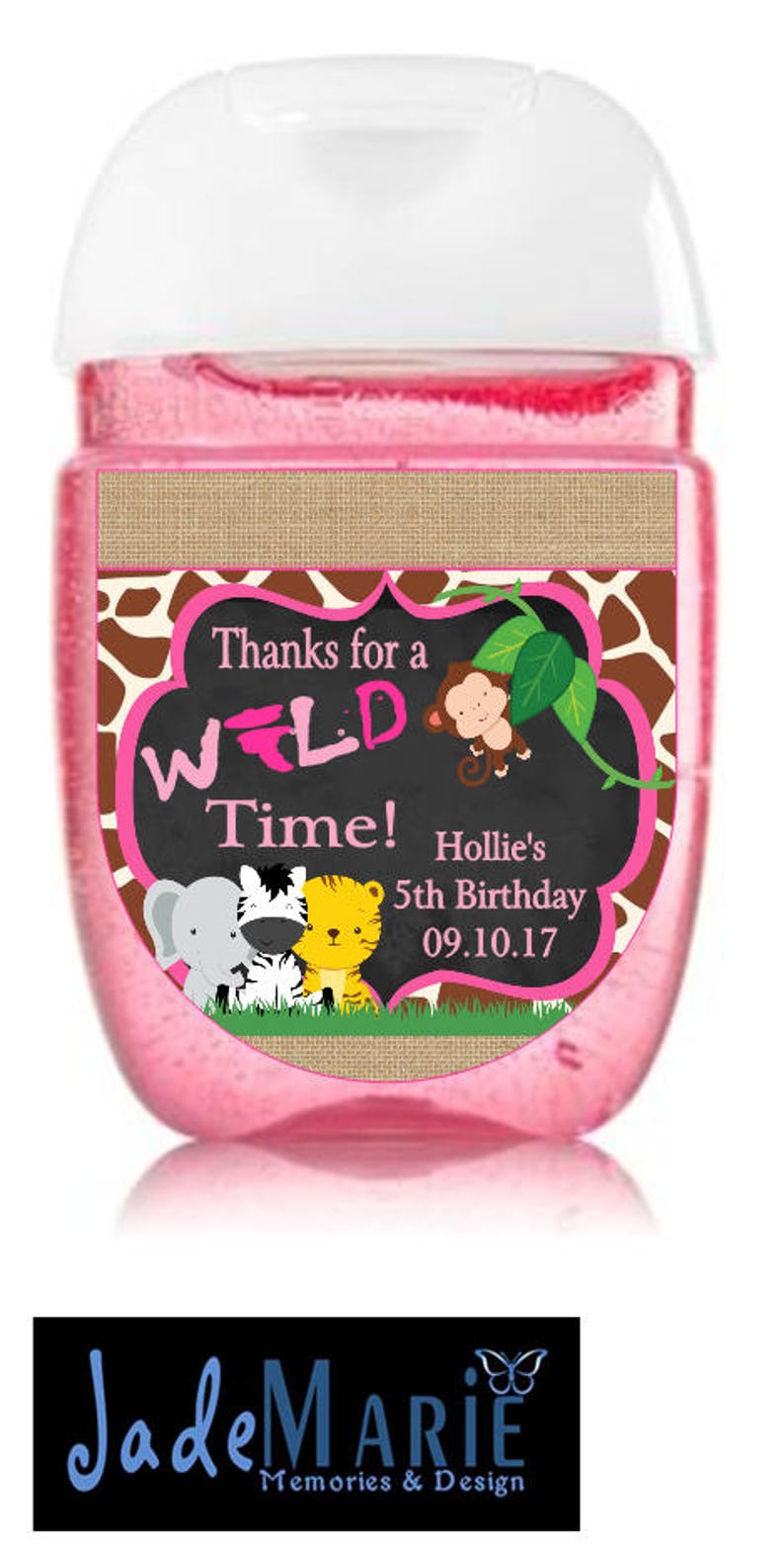 Safari Hand Sanitizer labels Baby Shower Jungle Birthday party favors FREE SHIPPING Digital or Peel and stick-