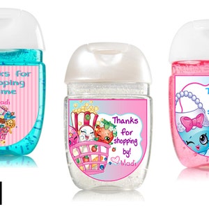 Labels only Shopkins inspired Hand Sanitizer labels custom birthday party favors Peel and stick labels Free Shipping image 6