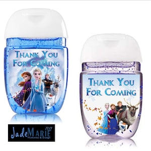 Labels only Frozen inspired Hand Sanitizer labels birthday party favors Digital or Peel and stick labels image 1