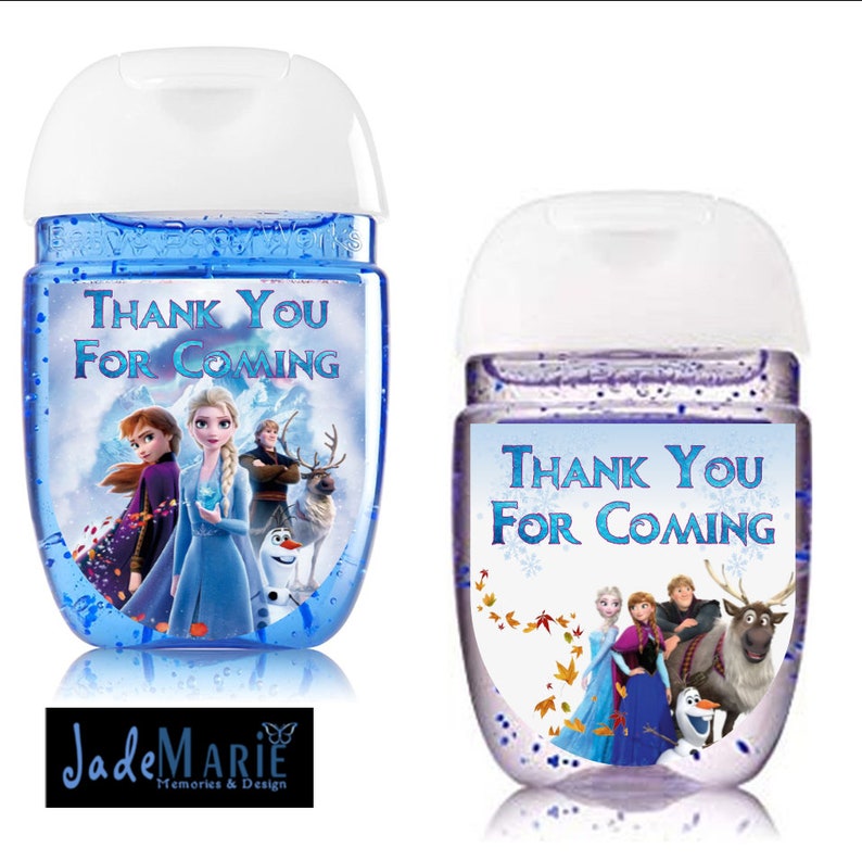 Labels only Frozen inspired Hand Sanitizer labels birthday party favors Digital or Peel and stick labels image 1