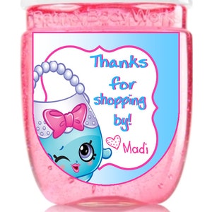 Labels only Shopkins inspired Hand Sanitizer labels custom birthday party favors Peel and stick labels Free Shipping image 7