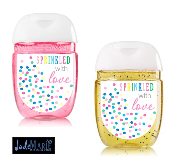 Labels only- Sprinkled with Love- Baby Sprinkle Hand Sanitizer labels favors birthday labels shower labels Il_570xn