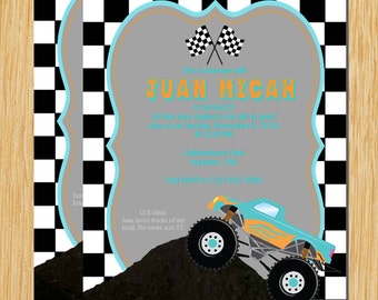 Monster truck birthday party Baby shower invitation Digital Party Invite