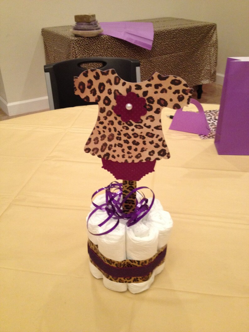 Baby Shower Centerpiece Mini Diaper Cake Leopard Print Girl or Boy X3 ...