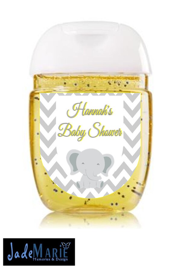 little elephant hand sanitizer labels first birthday baby