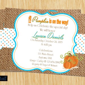 Little pumpkin baby shower invite Fall 1st Birthday Little Pumpkin Birthday party- Printable