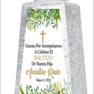 Labels only Mi Bautizo Baptism First Communion Hand Sanitizer labels favors Peel and Stick or Digital FREE SHIPPING image 2