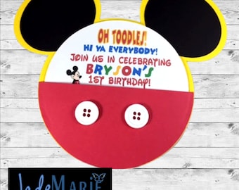 Mickey Mouse (Inspired) Birthday Invites- Mouse Ears Invitations- 1st Birthday Invite