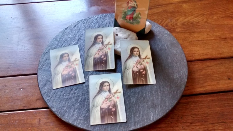 1+ NOS VTG St Therese Lisieux religious Saint Holy prayer gold gilt Italy card nicho ofrenda shrine alter Day of the Dead Los Muertos gift