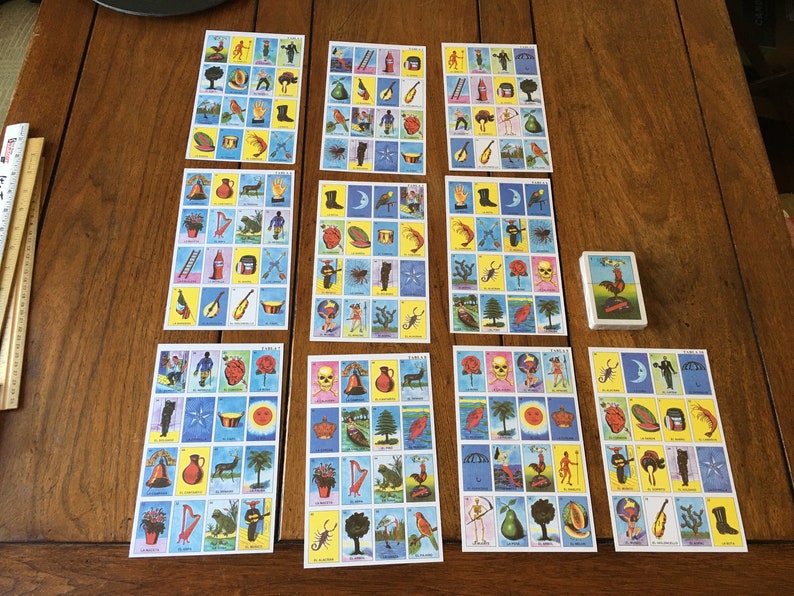 Loteria 10 game boards &/or 54 aceo atc craft cards fiesta taco birthday DIY garlands Mexican wedding centerpiece Quinceañera party tag art image 1