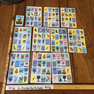 Loteria 10 game boards &/or 54 aceo atc craft cards fiesta taco birthday DIY garlands Mexican wedding centerpiece Quinceañera party tag art image 2