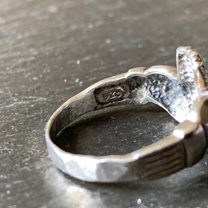 1 ornate cross sz 9 or simple cross sz 7 or primitive rustic Claddagh sz 8 sterling silver ring marked 925 unisex vintage gift for him her image 2