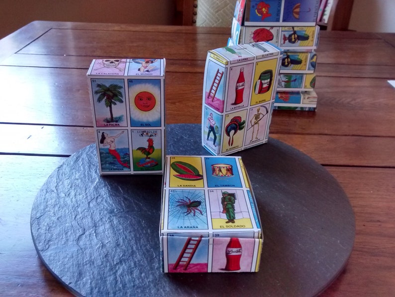 Loteria party favor boxes fiesta taco Mexican centerpiece wedding birthday decoration 4x3 container Dia Los Muertos Day of the Dead gift box