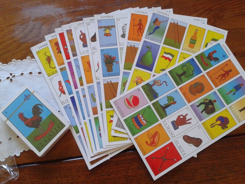 loteria mexican bingo card fiesta party game set taco fiesta wedding birthday dia de los Muertos Day of the Dead Feliz Navidad decorations