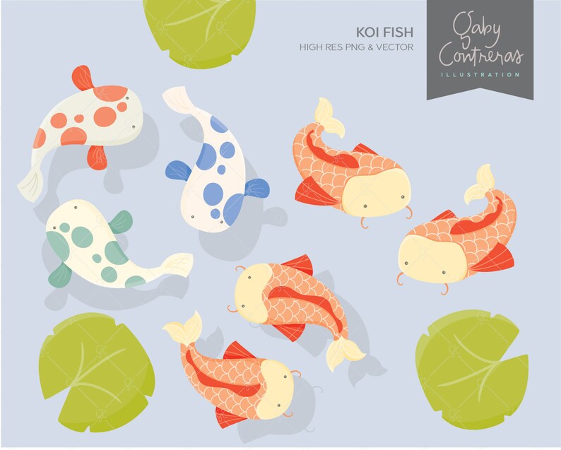 Koi Fish Clip Art Patterns Etsy