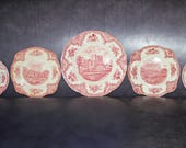 5 quot OLD ENGLISH CASTLES quot Pink plates - Vintage collection by Johnson Bros. England