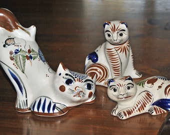 3 TONALA Cats - Mexican folk art - Vintage