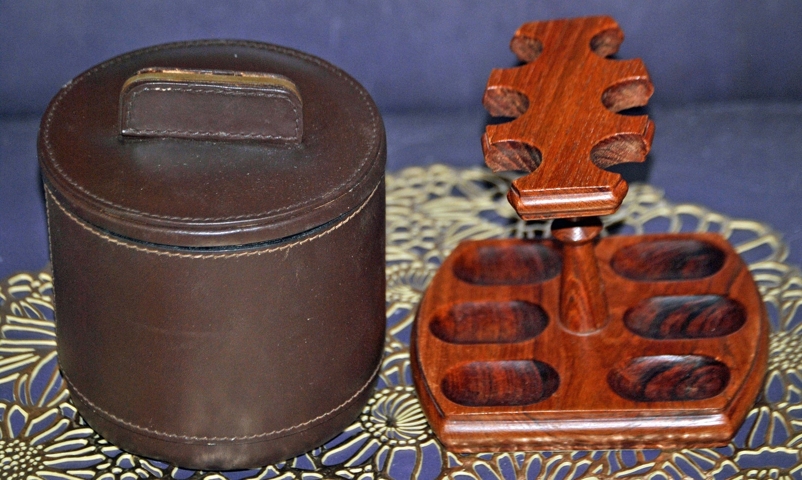 Vintage Pipe Rack and Leather Humidor 6 Place Maple Rack Etsy