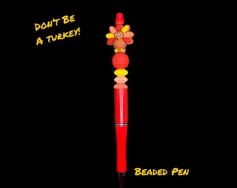PUMPKIN + TURKEY Silicone Beaded Pen, Keychain, Retractable Badge Reels