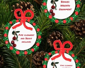 Christmas Craft Kit: Reindeer Necklace, Santa Ornament, Gingerbread House