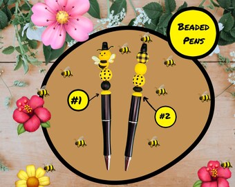 Busy Bees Silicone Beaded Pen, Keychain, Retractable Badge Reels