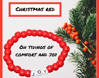 Personalized CHRISTMAS Holiday Collection - Stackable Stretch Bead Bracelets