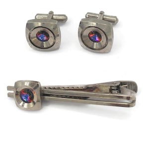 Vintage English colorful crystal   Men&#39;s Cufflinks & Tie Clip