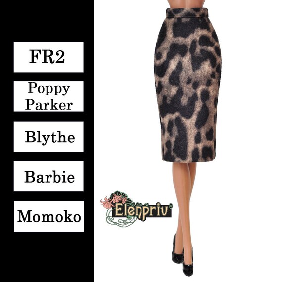 ELENPRIV leopard suede pencil skirt wlining {Choose size} Fashion royalty FR:16 Sybarite Tonner Tyler PashaPasha Tender Creation dolls