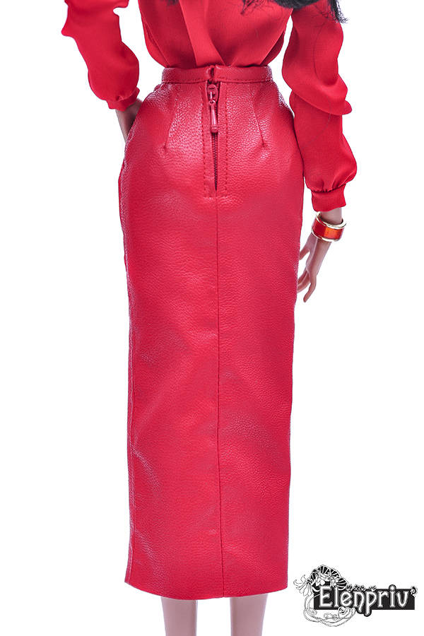ELENPRIV red leather midi pencil skirt with pockets Choose Etsy