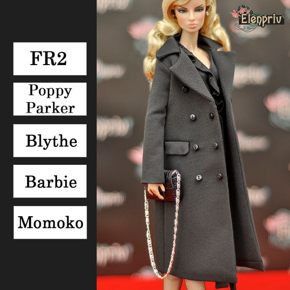 ELENPRIV black leather dress w//long sleeves #2 for Fashion royalty FR:16 dolls