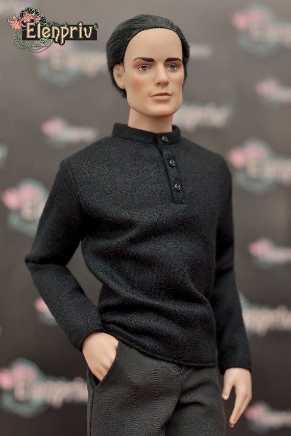 ELENPRIV black midi dress w//long sleeves for Fashion royalty FR:16 doll 16/"