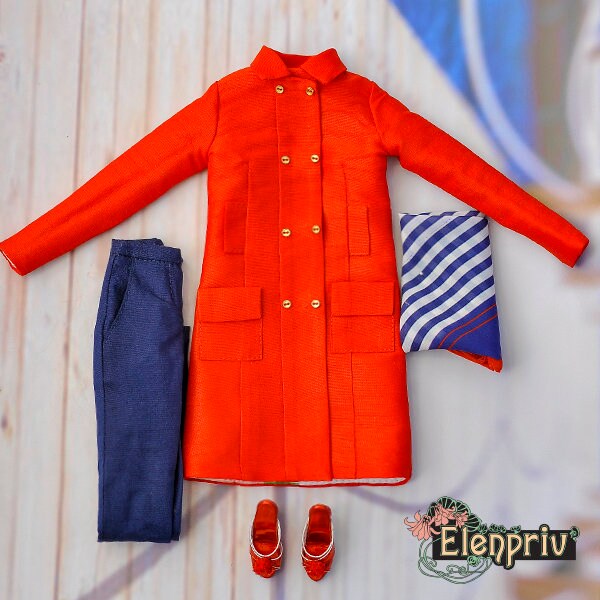 ELENPRIV red silk coat Choose size Fashion royalty FR16