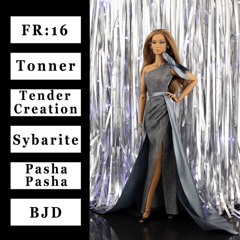 Shiny Gray Gown W/a Bow choose Size Fashion Royalty FR16