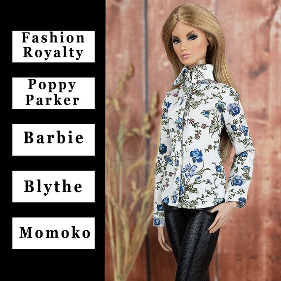 ELENPRIV white blue flower printed shirt #001 for FR2 12/" and similar dolls