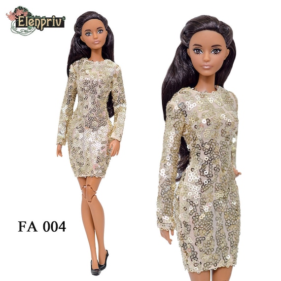 ELENPRIV FA004 red jersey mini-dress for Barbie Pivotal MTM Curvy dolls