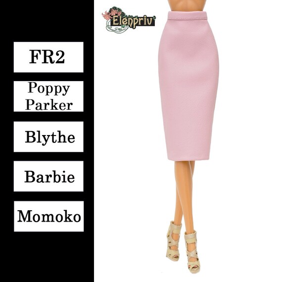 ELENPRIV pink leather pencil skirt for 