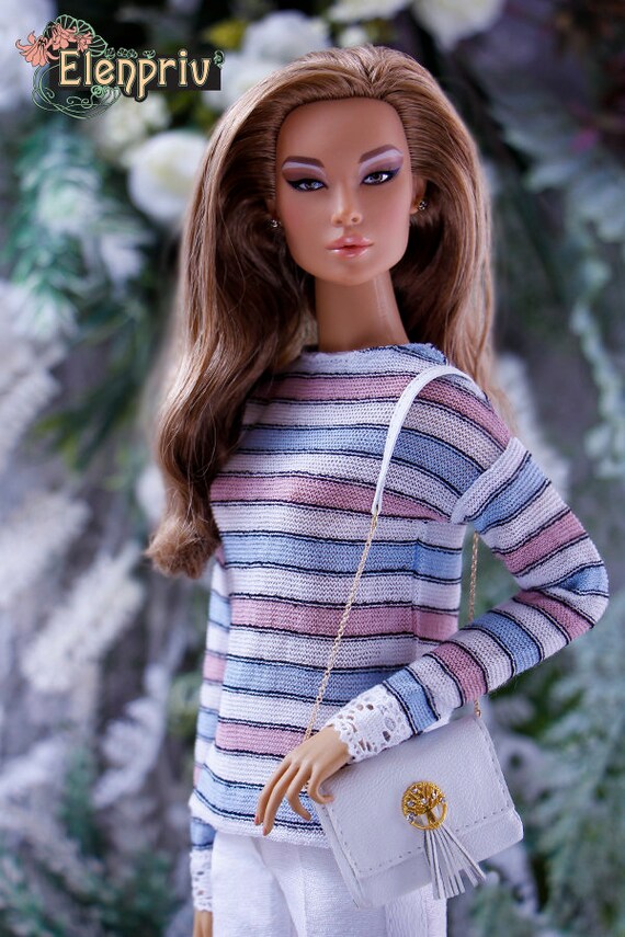 ELENPRIV White matte faux leather mini skirt w//lining Fashion Royalty FR2 dolls